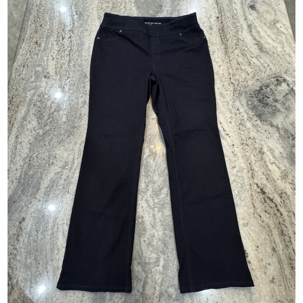 Chico's Pull On Jeans Nicky Boot Stretchy Women Sz 2.5 (14R) 36x31 Dark Wash